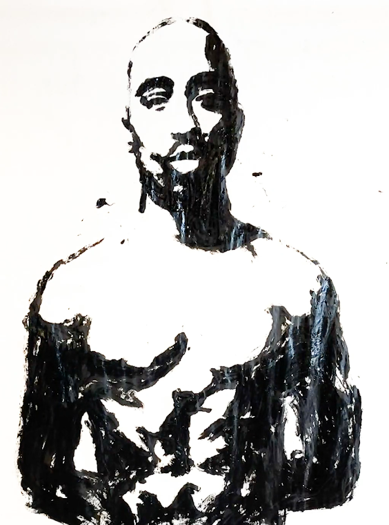 Tupac finger painting 4ft x 5ft