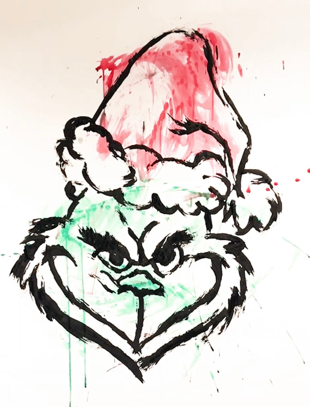 The Grinch 4ft x 5ft finger painting