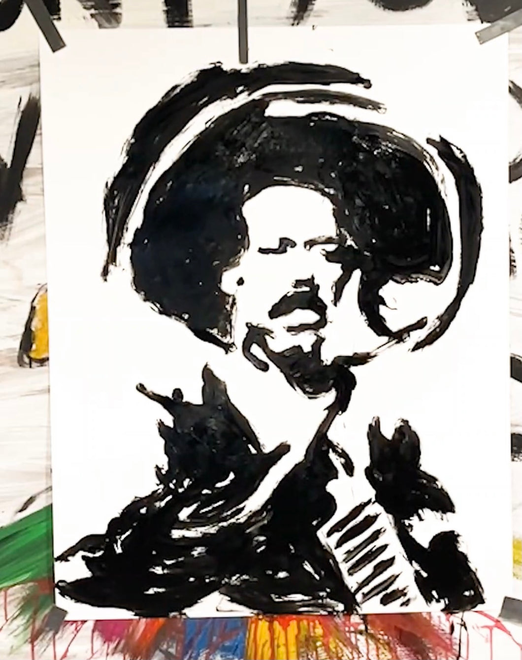 Pancho Villa signed finger painting 22x28